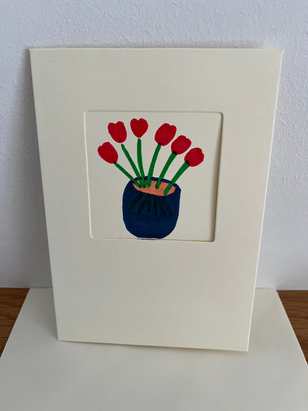 Vase of Red Tulip Flower Greeting Card