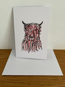 Arty Highland Cow Greeting Card