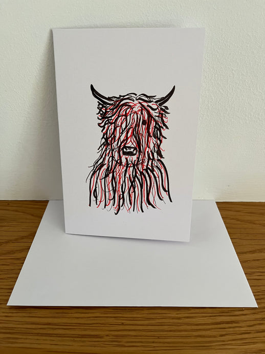 Arty Highland Cow Greeting Card