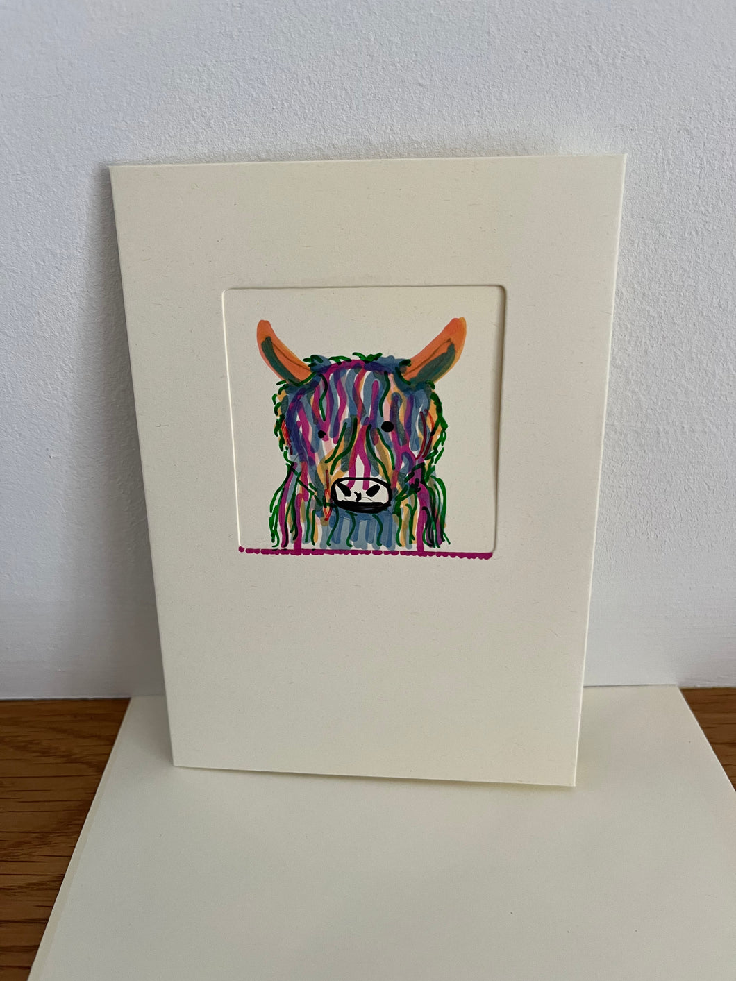 Colourful Highland Cow Greeting Card