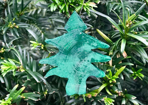 Handcrafted Rustic Oak Tree Shaped Wooden Green Decoration