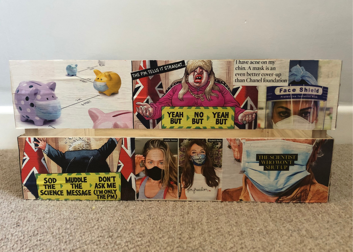 Bespoke Decoupage Wooden Storage Crate, Covid Pandemic Design