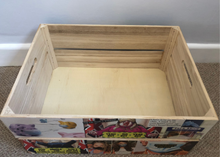 Load image into Gallery viewer, Bespoke Decoupage Wooden Storage Crate, Covid Pandemic Design
