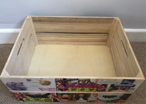 Bespoke Decoupage Wooden Storage Crate, Covid Pandemic Design